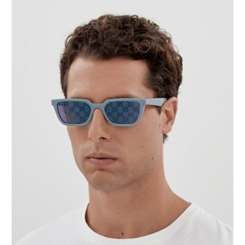 NWT Gucci GG1539S-003 Light Blue Square 55mm Sunglasses - Picture 4 of 6